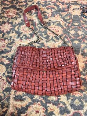 Marta Ponti Woven Leather Shoulder Bag - Rust Brown